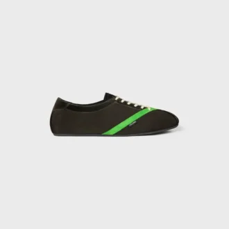 Platta sneakers i grosgrain, sammet, getskinn och lammskinn