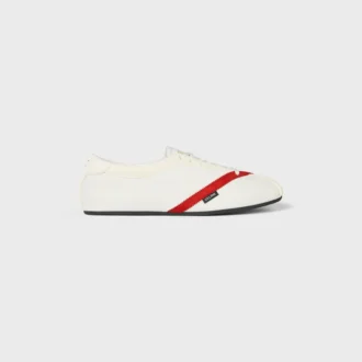 Platta sneakers i grosgrain, sammet, getskinn och lammskinn