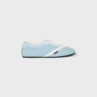Platta sneakers i grosgrain, sammet, getskinn och lammskinn