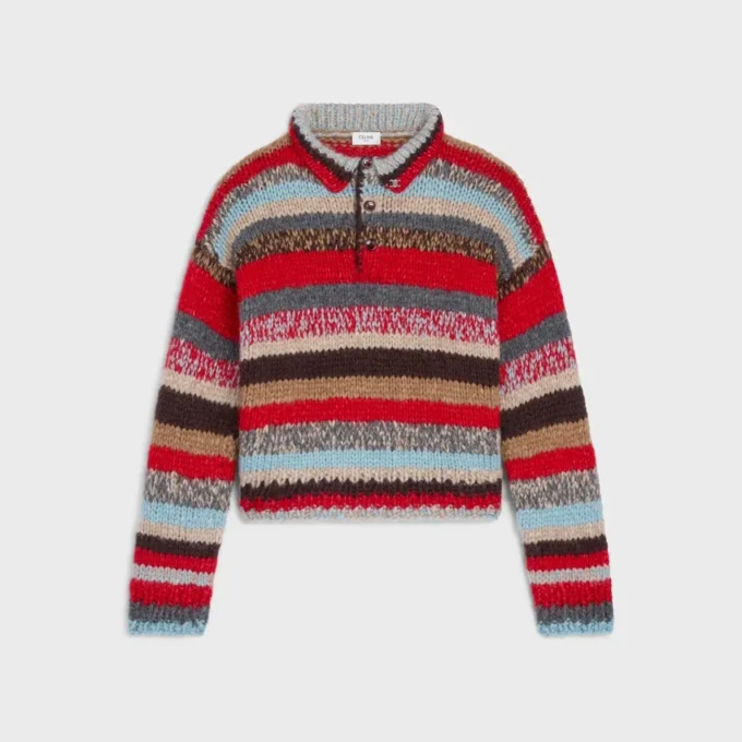 Polotröja i mouline-alpaca och ull Polotröja i mouline-alpaca och ull