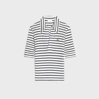 Polotröja i randig silkejersey