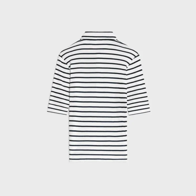 Polotröja i randig silkejersey