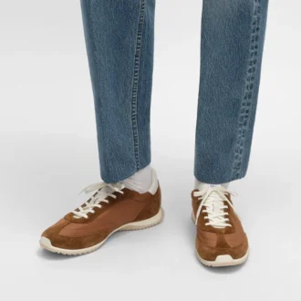 Racer Sneaker i nylon, mocka och kalvskinn