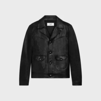 Rakt skuren blousonjacka i vaxat lammskinn