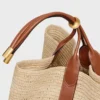 Stor Drop Bucket-väska i raffia och kalvskinn Stor Drop Bucket-väska i raffia och kalvskinn