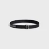 Stort 30 mm bälte med dubbla ringar i jacquardtyg och kalvskinn Stort 30 mm bälte med dubbla ringar i jacquardtyg och kalvskinn
