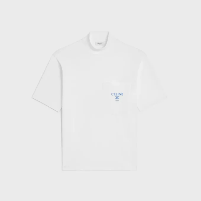 T-shirt med hög hals i bomullsjersey T-shirt med hög hals i bomullsjersey
