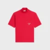 T-shirt med hög hals i bomullsjersey T-shirt med hög hals i bomullsjersey