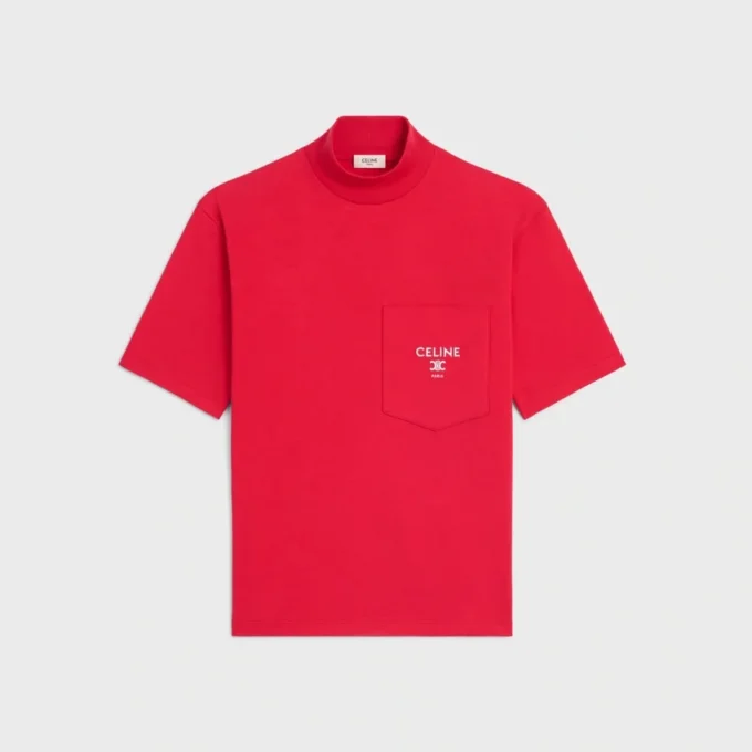 T-shirt med hög hals i bomullsjersey T-shirt med hög hals i bomullsjersey