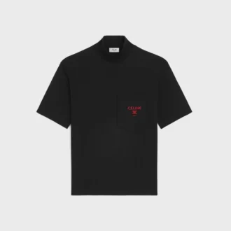T-shirt med hög hals i bomullsjersey