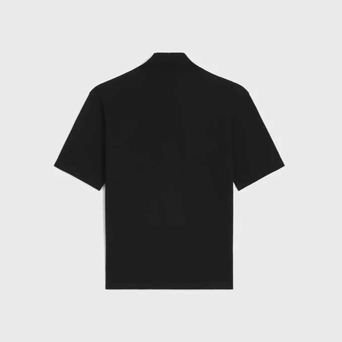 T-shirt med hög hals i bomullsjersey