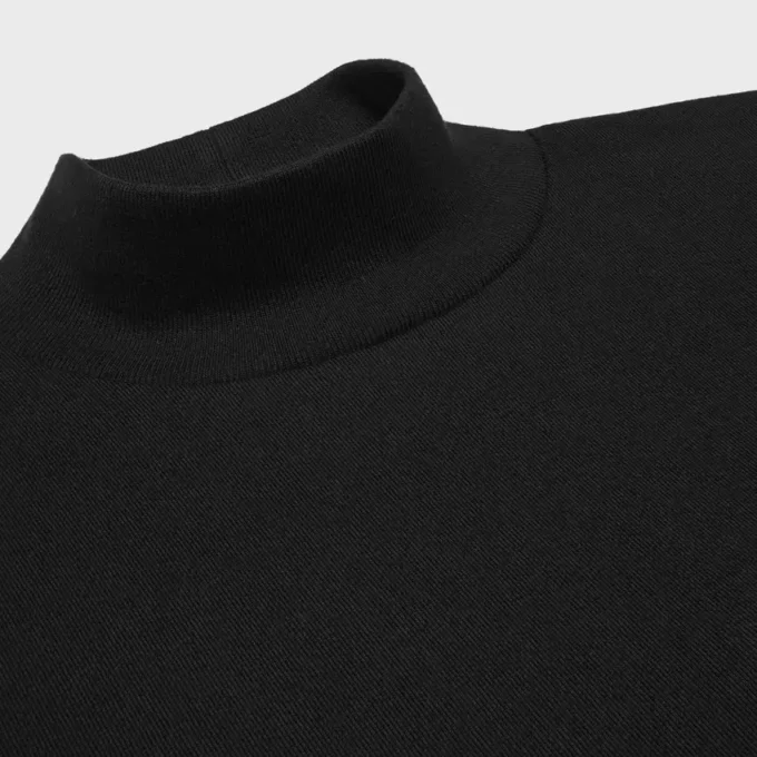 T-shirt med hög hals i bomullsjersey