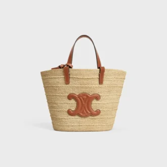 Teen Supple CELINE Classic Panier i raffia och kalvskinn Teen Supple CELINE Classic Panier i raffia och kalvskinn