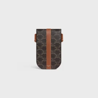 Telefonfodral med lock i Triomphe Canvas och kalvskinn