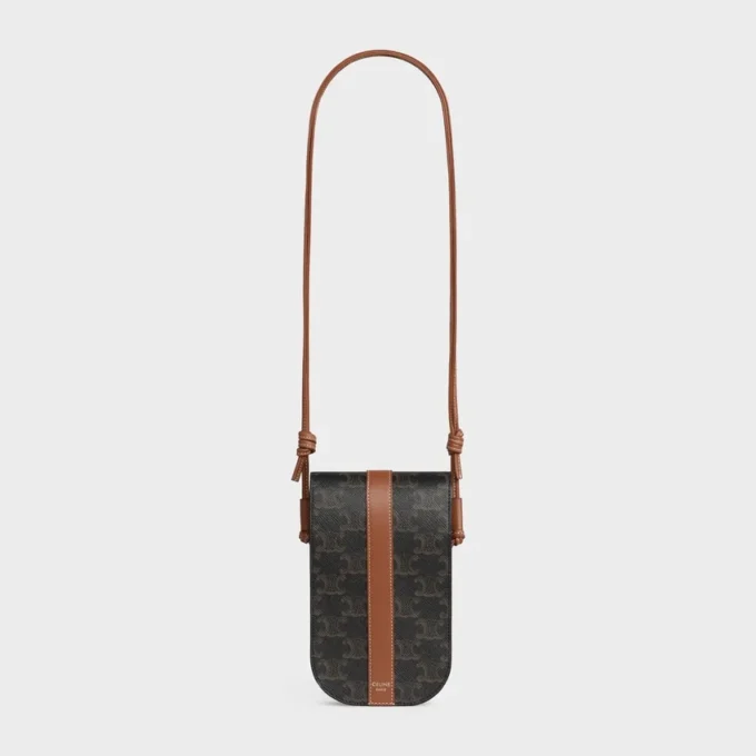 Telefonfodral med lock i Triomphe Canvas och kalvskinn