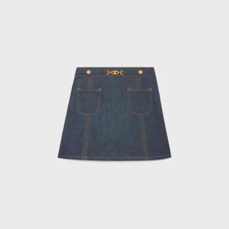 Trapeze-formad minikjol i raw wash-denim