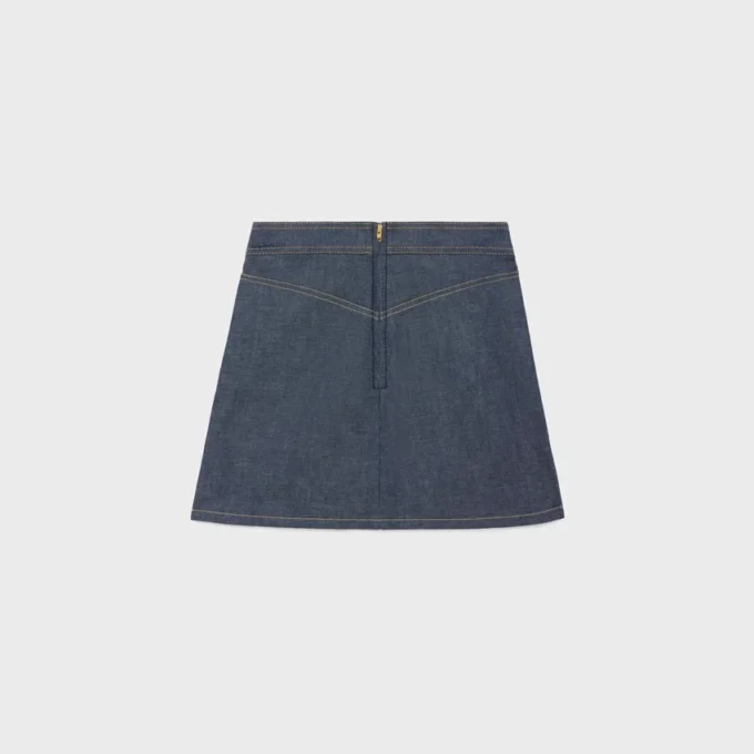 Trapeze-formad minikjol i raw wash-denim Trapeze-formad minikjol i raw wash-denim