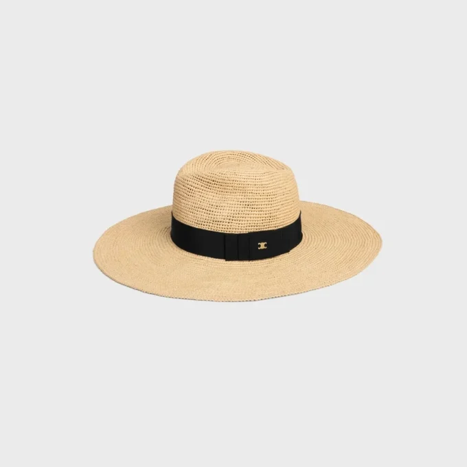 Triomphe bredbrättad hatt i raffia