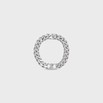 Triomphe Gourmette-armband i mässing med rodiumfinish