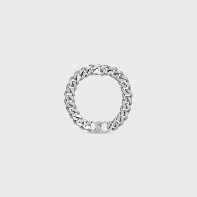 Triomphe Gourmette-armband i mässing med rodiumfinish