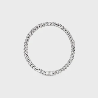 Triomphe Gourmette-halsband i mässing med rodiumfinish