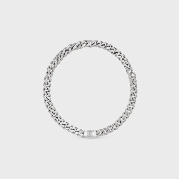 Triomphe Gourmette-halsband i mässing med rodiumfinish