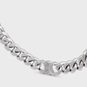 Triomphe Gourmette-halsband i mässing med rodiumfinish