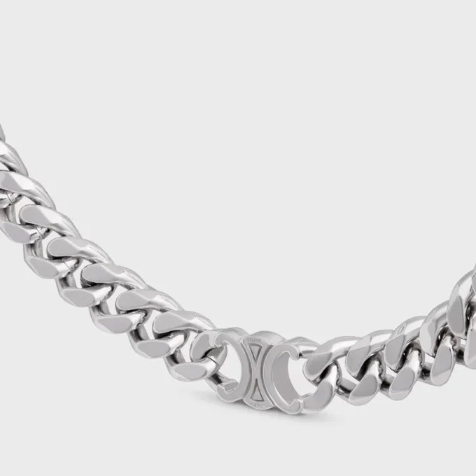 Triomphe Gourmette-halsband i mässing med rodiumfinish
