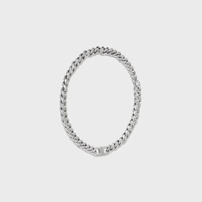 Triomphe Gourmette-halsband i mässing med rodiumfinish