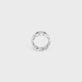 Triomphe Gourmette-ring i mässing med rodiumfinish