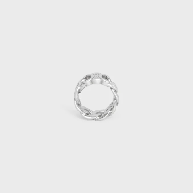 Triomphe Gourmette-ring i mässing med rodiumfinish Triomphe Gourmette-ring i mässing med rodiumfinish