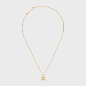 Triomphe-halsband i mässing med guldfinish och strass