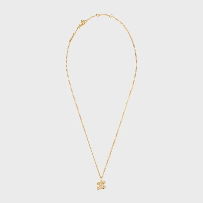 Triomphe-halsband i mässing med guldfinish och strass