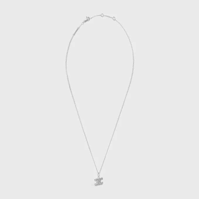 Triomphe-halsband med strass i mässing med rodiumfinish och kristaller Triomphe-halsband med strass i mässing med rodiumfinish och kristaller