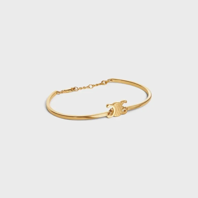 Triomphe ledat armband i mässing med guldfinish