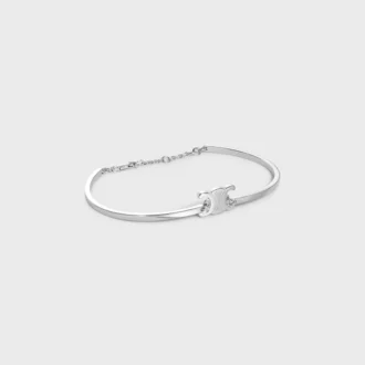 Triomphe ledat armband i mässing med rodiumfinish
