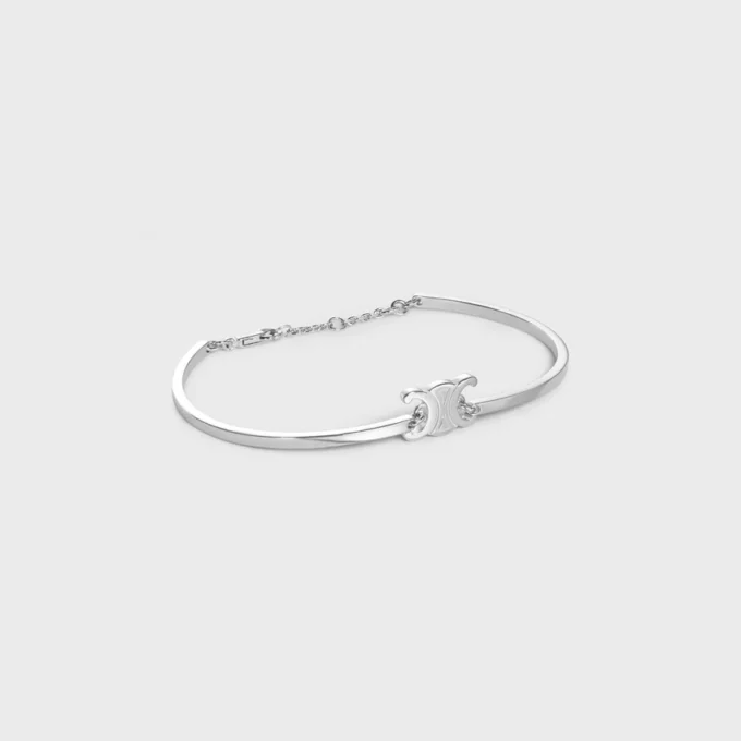 Triomphe ledat armband i mässing med rodiumfinish