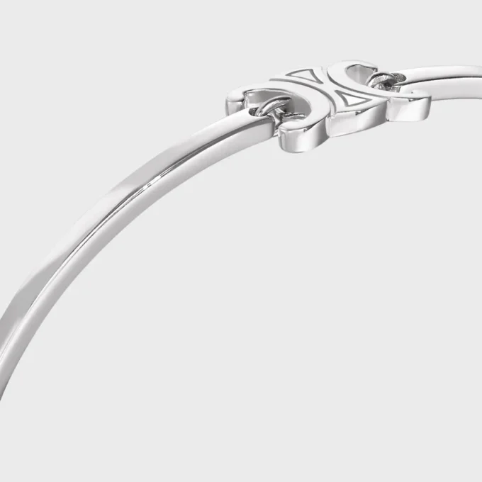 Triomphe ledat armband i mässing med rodiumfinish