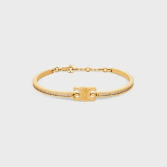 Triomphe ledat glittrande armband i strass och mässing med guldfinish