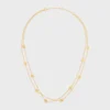 Triomphe Pearl dubbelhalsband i mässing med guldfinish och pärlor av harts Triomphe Pearl dubbelhalsband i mässing med guldfinish och pärlor av harts