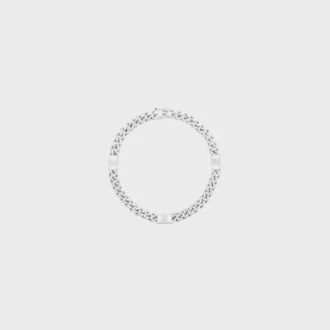 Triomphe Small Gourmette-armband i mässing med rodiumfinish