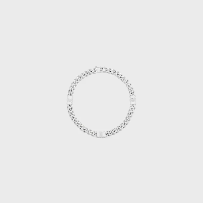 Triomphe Small Gourmette-armband i mässing med rodiumfinish Triomphe Small Gourmette-armband i mässing med rodiumfinish