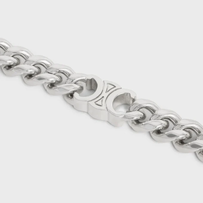 Triomphe Small Gourmette-armband i mässing med rodiumfinish Triomphe Small Gourmette-armband i mässing med rodiumfinish