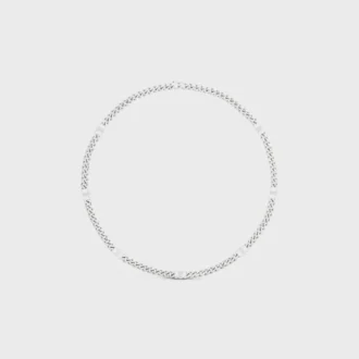 Triomphe Small Gourmette-halsband i mässing med rodiumfinish