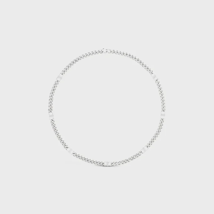 Triomphe Small Gourmette-halsband i mässing med rodiumfinish Triomphe Small Gourmette-halsband i mässing med rodiumfinish