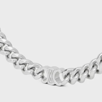 Triomphe Small Gourmette-halsband i mässing med rodiumfinish