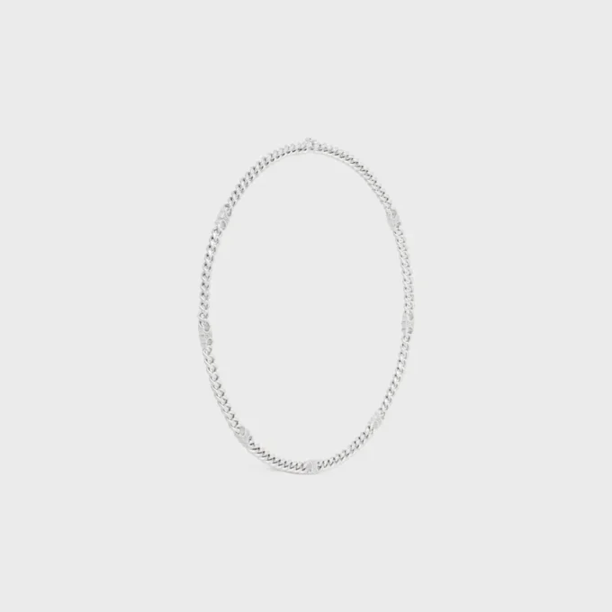 Triomphe Small Gourmette-halsband i mässing med rodiumfinish Triomphe Small Gourmette-halsband i mässing med rodiumfinish