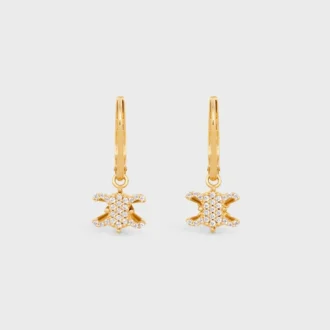 Triomphe Solitaire Sparkle örhängen i strass och mässing med guldfinish