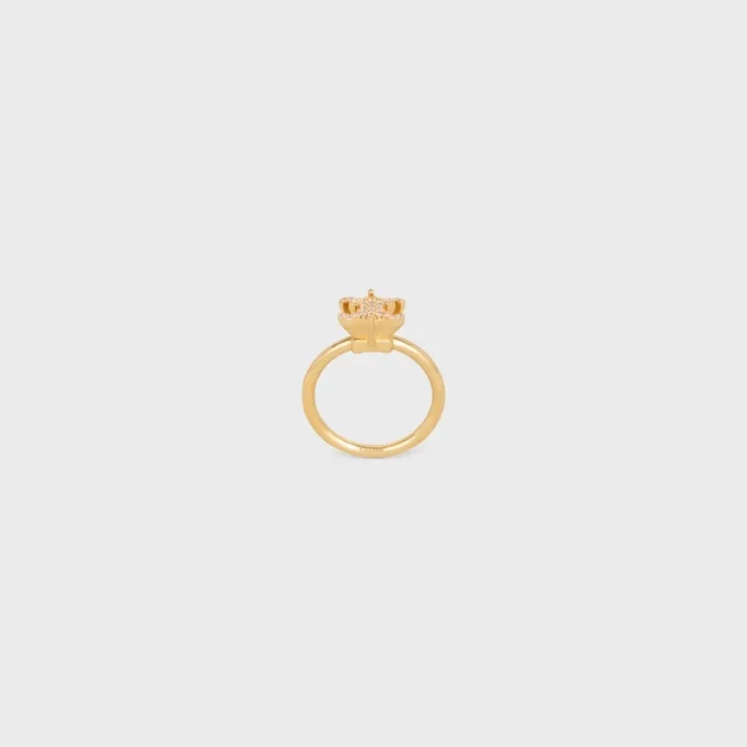 Triomphe Solitaire Sparkle-ring i strass och mässing med guldfinish