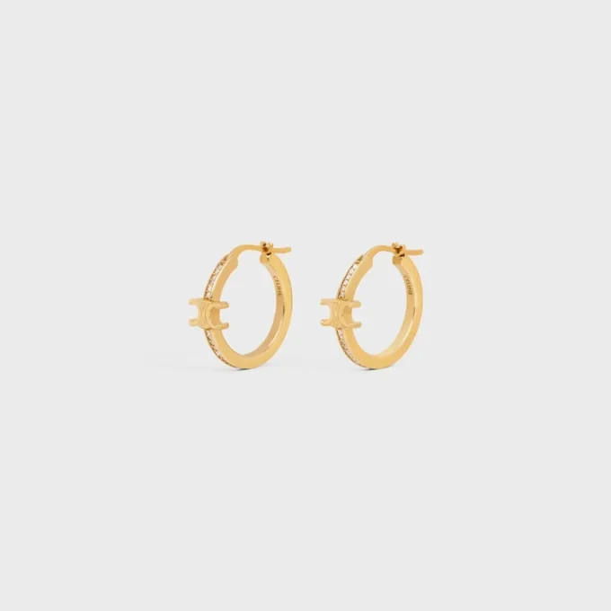 Triomphe Sparkle Hoops i strass och mässing med guldfinish
